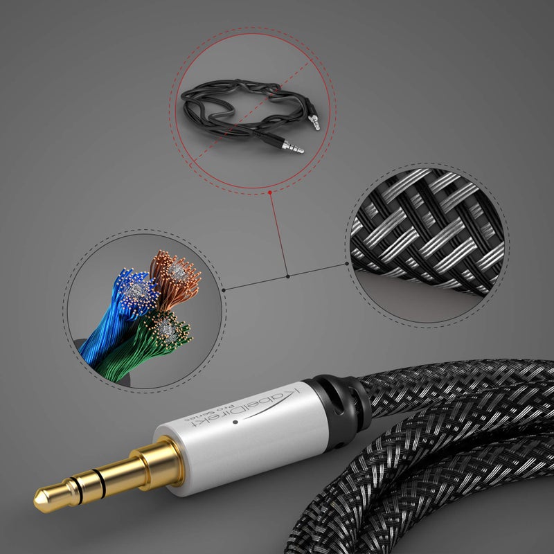 KabelDirekt Aux Cord â€“ 3.5mm Audio Cable â€“ 8ft â€“ Designed in Germany with Break-Proof Metal Plug (Headphone & aux Cable for iPhone/car/Laptop, Auxiliary Cord, 3.5mm Male to Male, Nylon) â€“ by CableDirect - Image 3